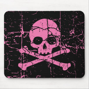 Worn Pink Skull en Crossbones Muismat