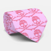 Worn Pink Skull en Crossbones Stropdas (Opgerold)