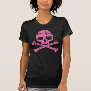 Worn Pink Skull en Crossbones T-shirt