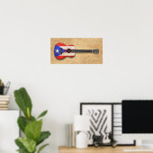 Worn Puerto Rico Flag Acoustic Guitar Poster (Thuiskantoor)
