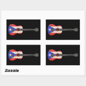 Worn Puerto Rico Flag Acoustic Guitar, zwart Rechthoekige Sticker (Vel)
