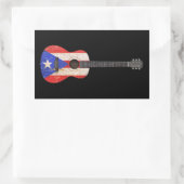 Worn Puerto Rico Flag Acoustic Guitar, zwart Rechthoekige Sticker (Tas)