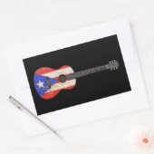 Worn Puerto Rico Flag Acoustic Guitar, zwart Rechthoekige Sticker (Envelop)