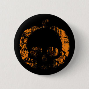 Worn Pumpkin Skull Ronde Button 5,7 Cm