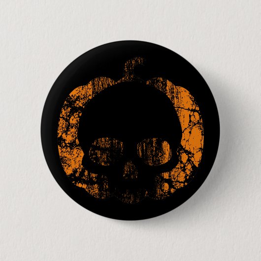 Worn Pumpkin Skull Ronde Button 5,7 Cm (Voorkant)