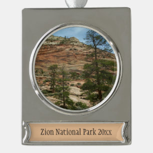 Worn Rock Walls in Zion National Park Verzilverd Banner Ornament