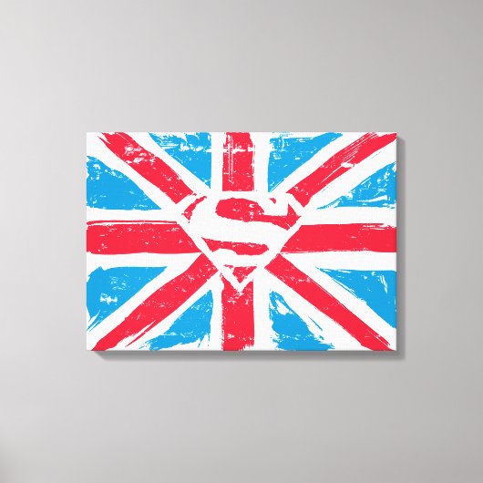 Worn S-Shield over vlag Canvas Afdruk (Voorkant)