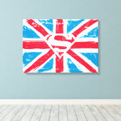 Worn S-Shield over vlag Canvas Afdruk (Insitu (Houten vloer))