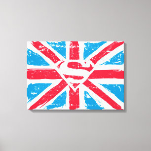 Worn S-Shield over vlag Canvas Afdruk