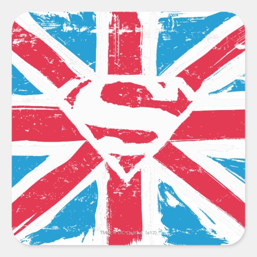 Worn S-Shield over vlag Vierkante Sticker (Voorkant)