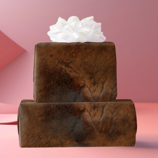 Worn Saddle Faux Leather Cadeaupapier
