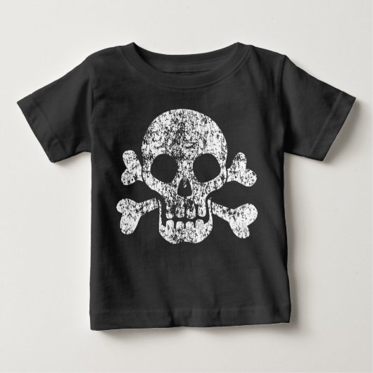 Worn Skull en Crossbones Baby T-Shirt (Voorkant)
