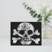 Worn Skull en Crossbones Briefkaart (Staand voorkant)