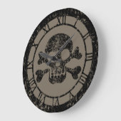 Worn Skull en Crossbones Grote Klok (Hoek)