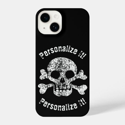 Worn Skull en Crossbones iPhone Hoesje (Achterkant)