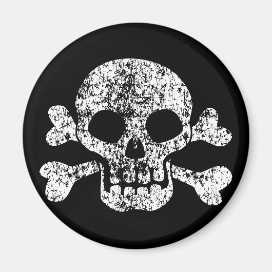 Worn Skull en Crossbones Magneet (Voorkant)