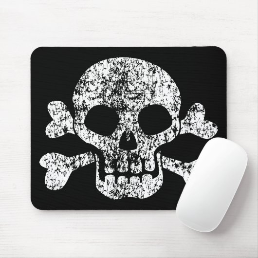 Worn Skull en Crossbones Muismat (Met muis)