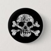 Worn Skull en Crossbones Ronde Button 5,7 Cm (Voorkant)