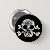 Worn Skull en Crossbones Ronde Button 5,7 Cm (Voorkant /achterkant)