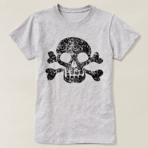 Worn Skull en Crossbones T-shirt
