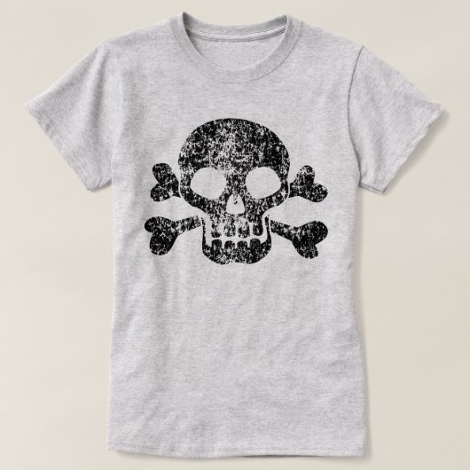 Worn Skull en Crossbones T-shirt (Design voorkant)