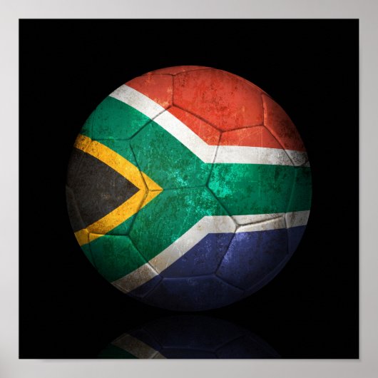 Worn South African Flag Football Soccer Ball Poster (Voorkant)