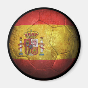 Worn Spain Flag Football Voetbal Magneet