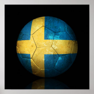Worn Swedish Flag Football Voetbal Poster