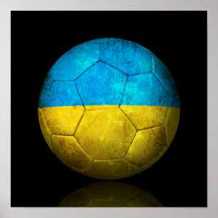 Worn Ukraine Flag Football Voetbal Poster