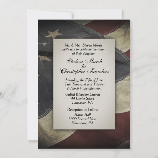 Worn USA Flag Wedding Invitation Kaart (Voorkant)