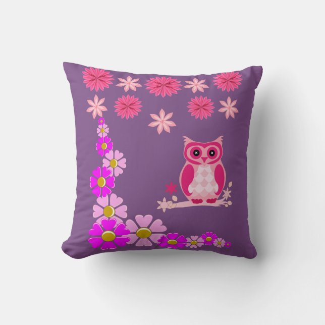 worp kussen decore bloemig uil (Voorkant)