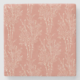 Worpelde Bloem Silhouet Botanisch | Terracotta Stenen Onderzetter