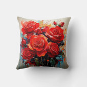 Worpkussen - Het Rode Rozen Kunstwerk Kussen (Achterkant)