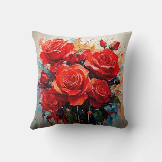 Worpkussen - Het Rode Rozen Kunstwerk Kussen (Achterkant)