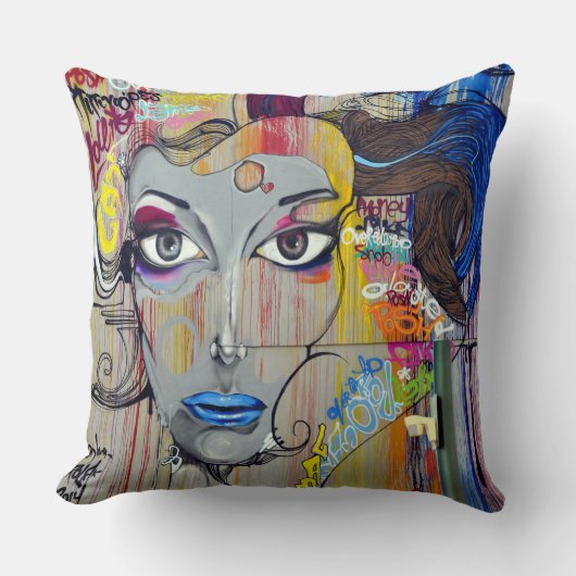 Worpkussen - Street Art Graffiti Kunst Kussen (Voorkant)