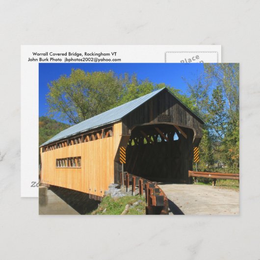 Worrall Covered Bridge Rockingham Vermont Briefkaart (Voorkant / Achterkant)