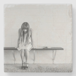Worried Girl Stenen Onderzetter