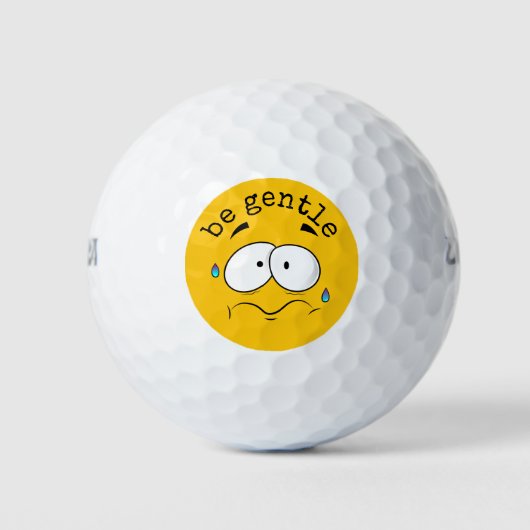 Worried Yellow Emoji Golfballen (Voorkant)