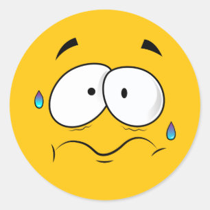 Worried Yellow Emoji Ronde Sticker