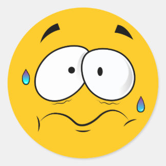 Worried Yellow Emoji Ronde Sticker