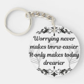 Worrying Never Makes Tomorrow Easier Inspirational Sleutelhanger (Voorkant)