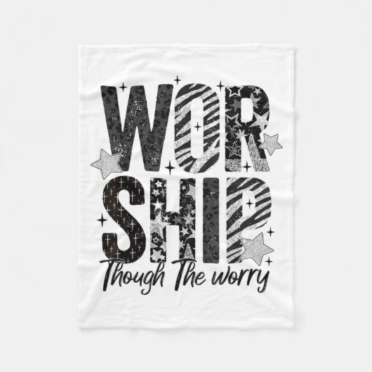Worship Through The Worry Insrational Religious Ch Fleece Deken (Voorkant)
