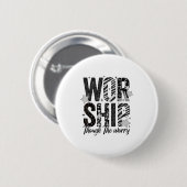 Worship Through The Worry Insrational Religious Ch Ronde Button 5,7 Cm (Voorkant /achterkant)