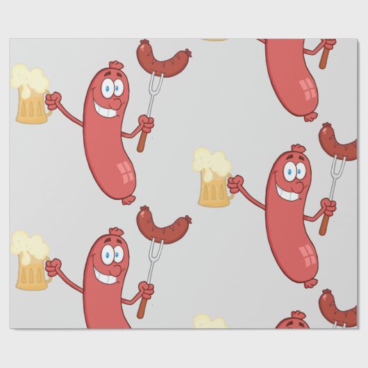 worst en bier cadeaupapier (Vlak)