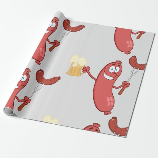 worst en bier cadeaupapier (Uitgerold)