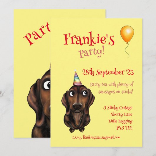 Worst Hond Party Uitnodiging (Voorkant / Achterkant)