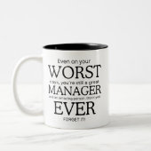 Worst Manager Ever Tweekleurige Koffiemok (Links)