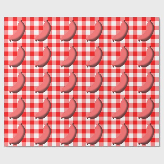 Worst met rode/witte gingham/speldenachtergrond cadeaupapier (Vlak)