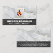 Worst op vork en vlam Logo | Marmer Visitekaartje (Voorkant / Achterkant)