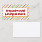 Worst Parking Job Award. Contactkaartje (Voorkant / Achterkant)
